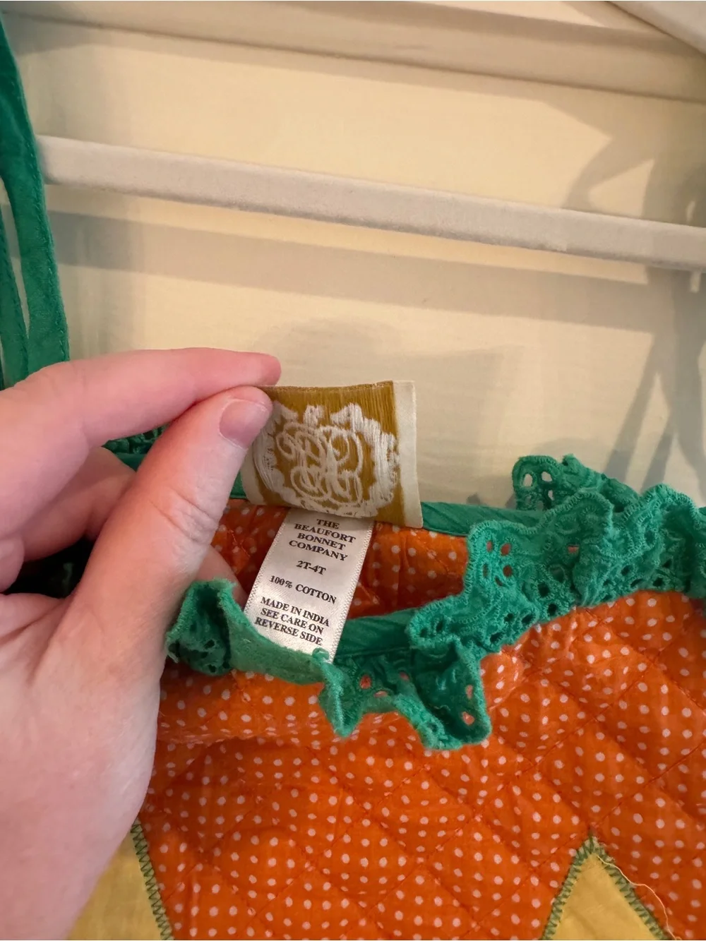 The Beaufort Bonnet Company Orange Pumpkin Bubble Costume with Green Trim